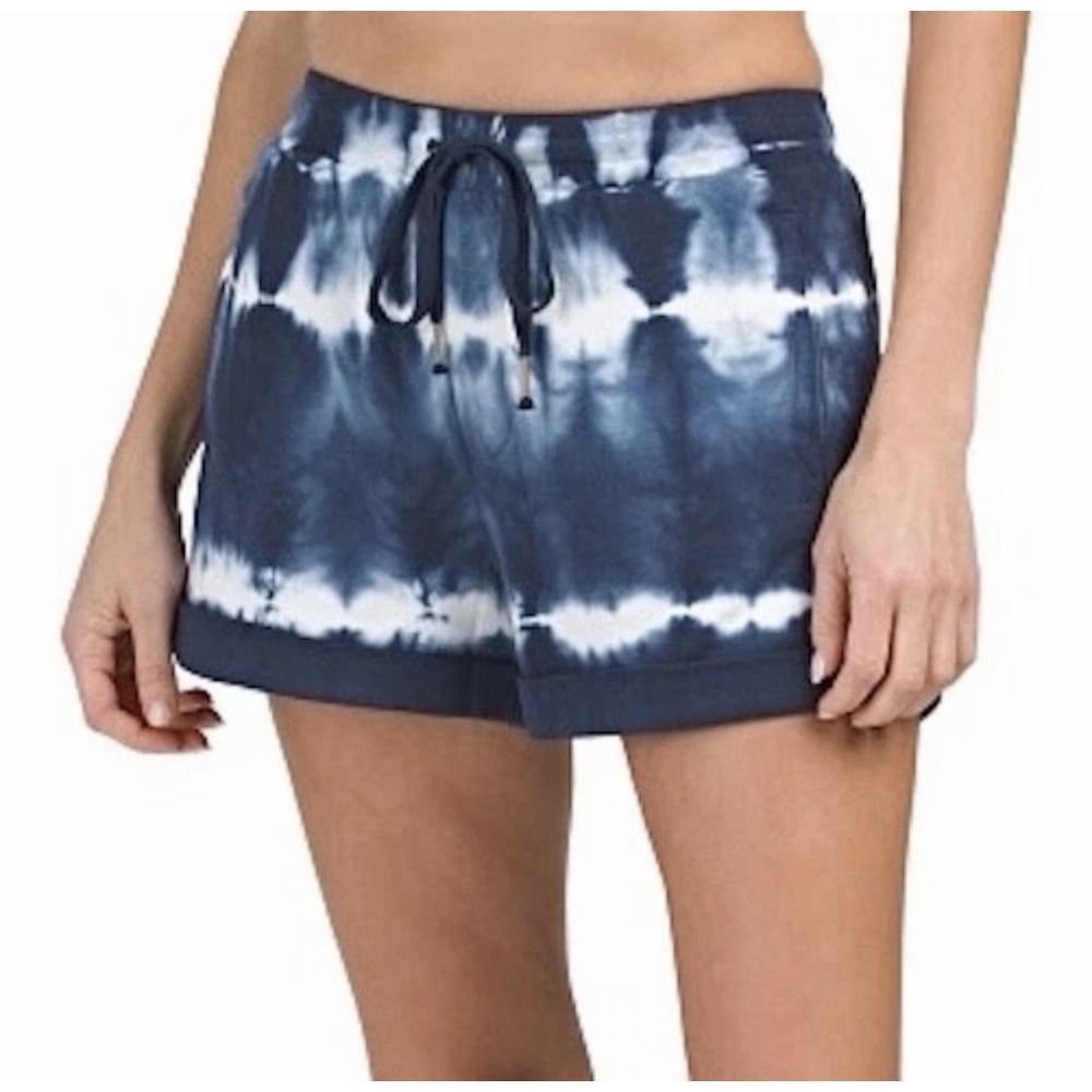 Young Fabulous & Broke Parker Shorts M Tie Dye Cuffed Sweat Shorts Blue Boho